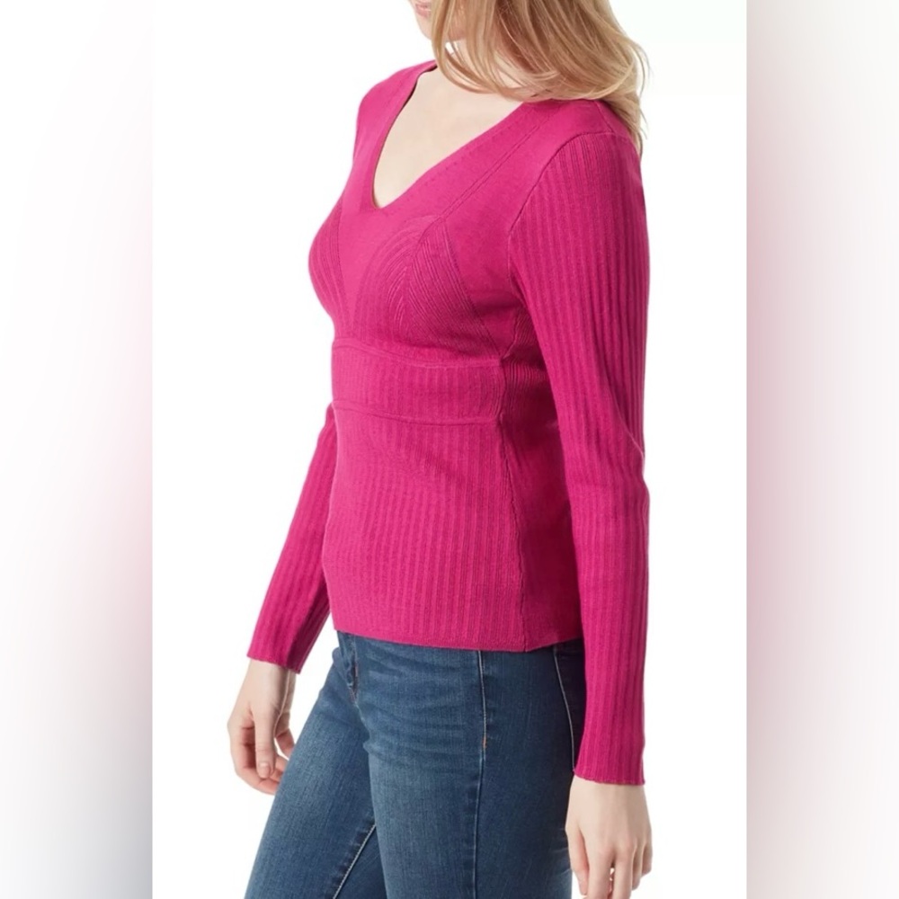 Jessica Simpson Adrielle Long Sleeve Sweater Top in Festival Fuchsia size L - Picture 3 of 14